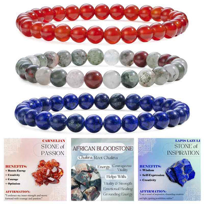 Set of 6mm Natural Crystal Beaded Bracelets for Women
