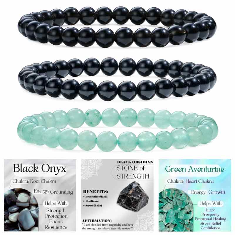Set of 6mm Natural Crystal Beaded Bracelets for Women