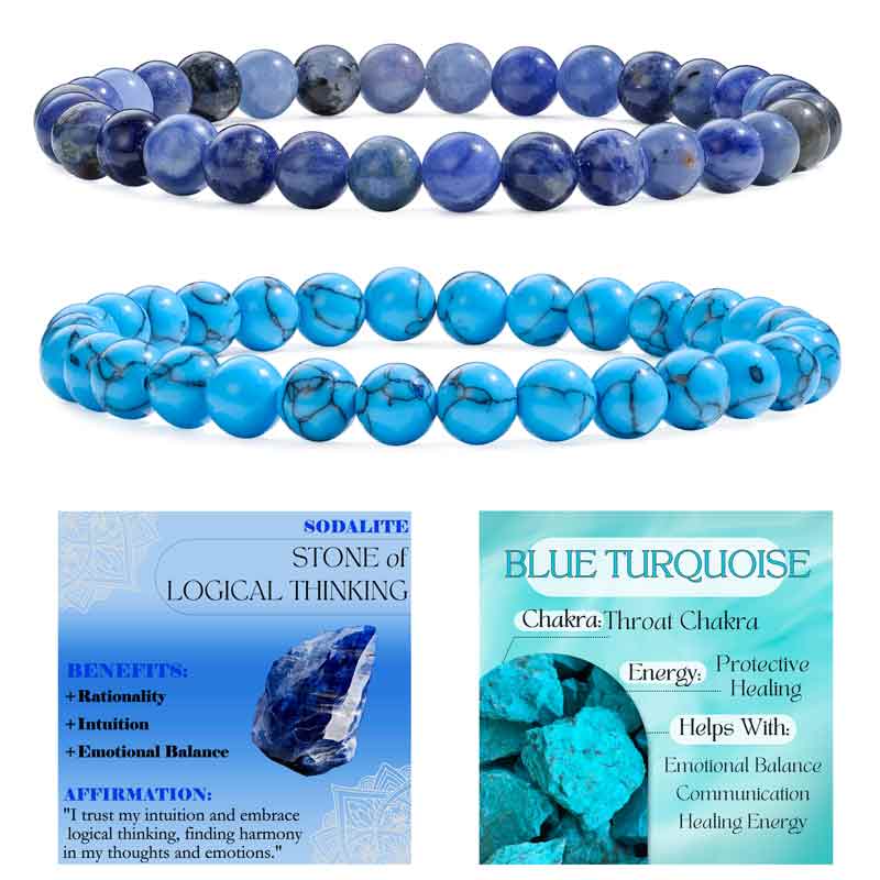 Set of 6mm Natural Crystal Beaded Bracelets for Women