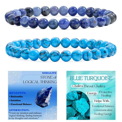 Set of 6mm Natural Crystal Beaded Bracelets for Women