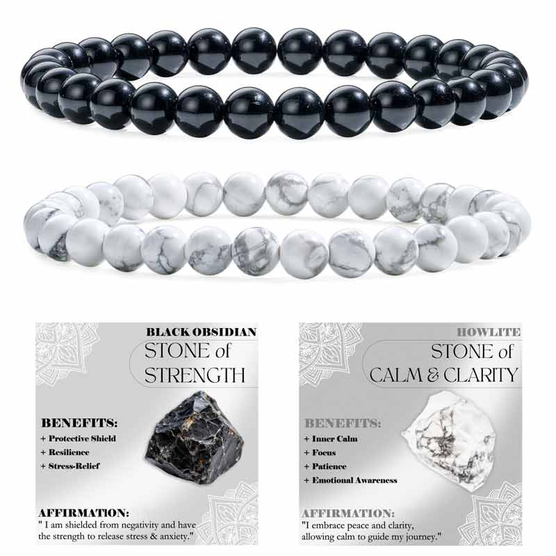 Set of 6mm Natural Crystal Beaded Bracelets for Women