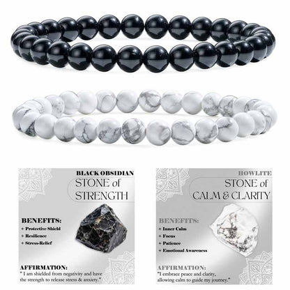 Set of 6mm Natural Crystal Beaded Bracelets for Women