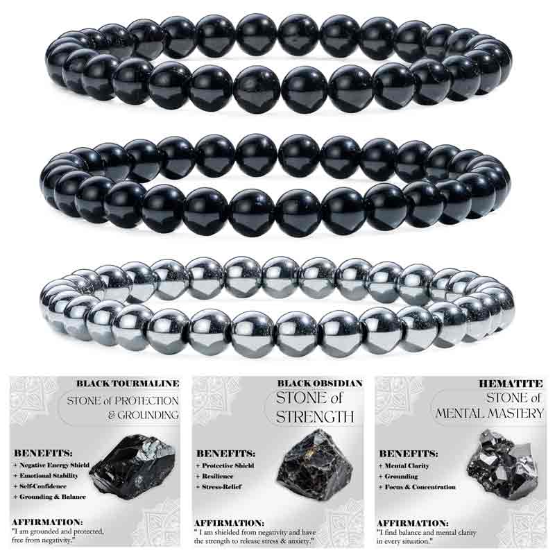 Set of 6mm Natural Crystal Beaded Bracelets for Women