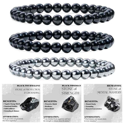 Set of 6mm Natural Crystal Beaded Bracelets for Women