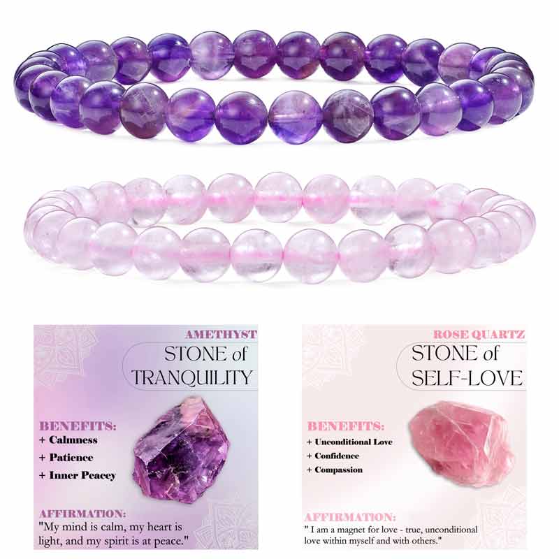 Set of 6mm Natural Crystal Beaded Bracelets for Women