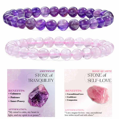 Set of 6mm Natural Crystal Beaded Bracelets for Women