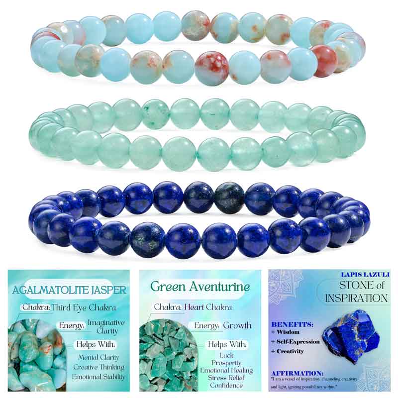 Set of 6mm Natural Crystal Beaded Bracelets for Women