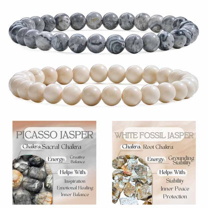 Set of 6mm Natural Crystal Beaded Bracelets for Women