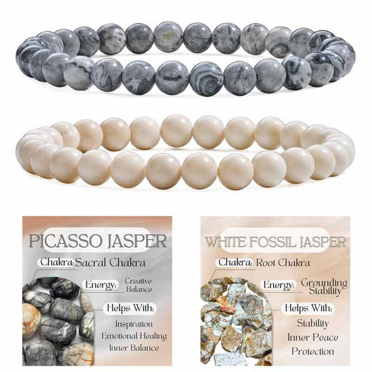 Set of 6mm Natural Crystal Beaded Bracelets for Women