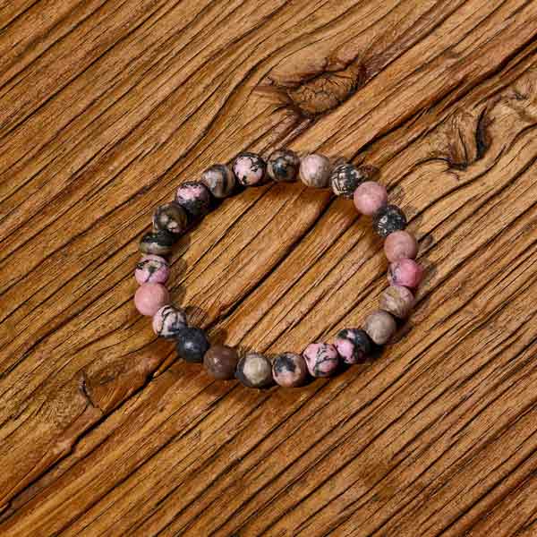 Rhodonite crystal bead bracelet