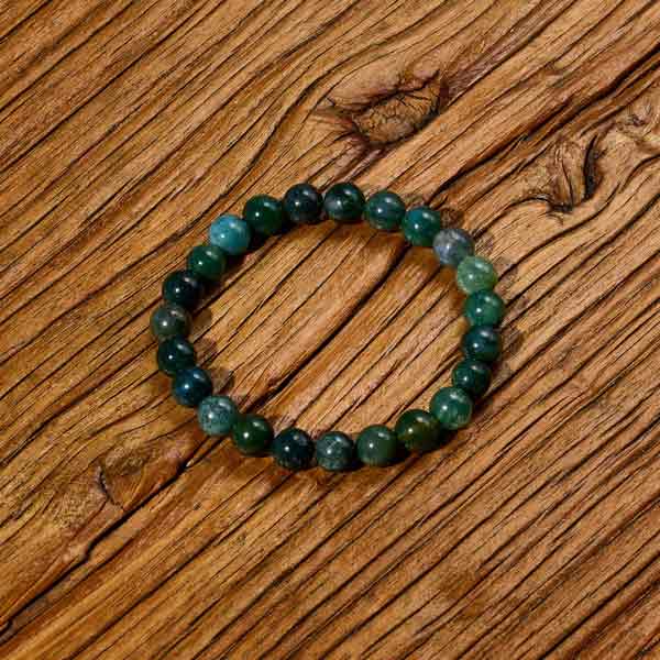 moss agate crystal bead bracelet