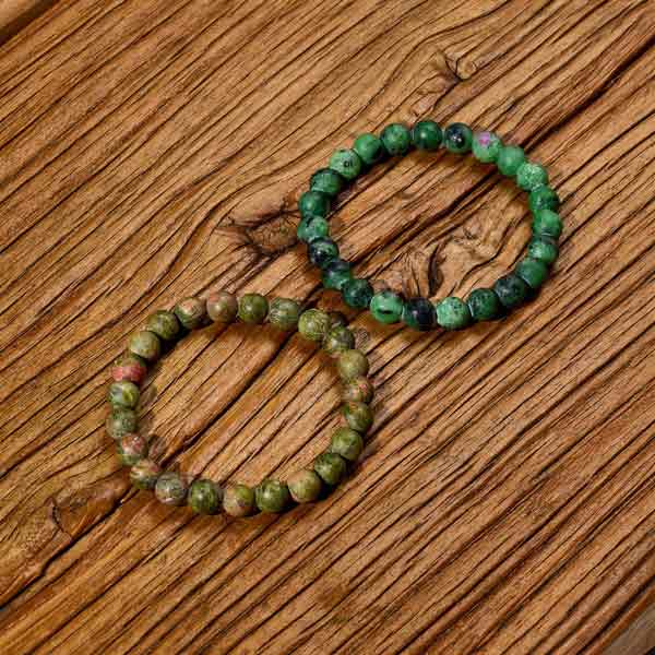 Nurturing Energy Unakite Green Agate Crystal Bracelet