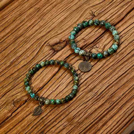 Good Fortune African Turquoise Crystal Bead Bracelets