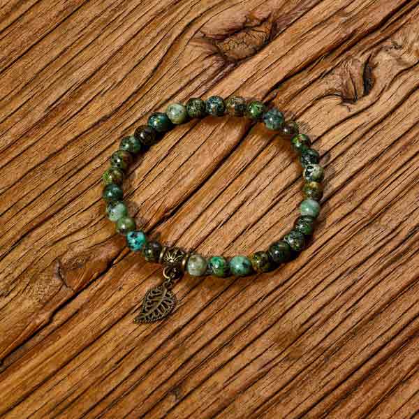 leaf charm African Turquoise bracelet