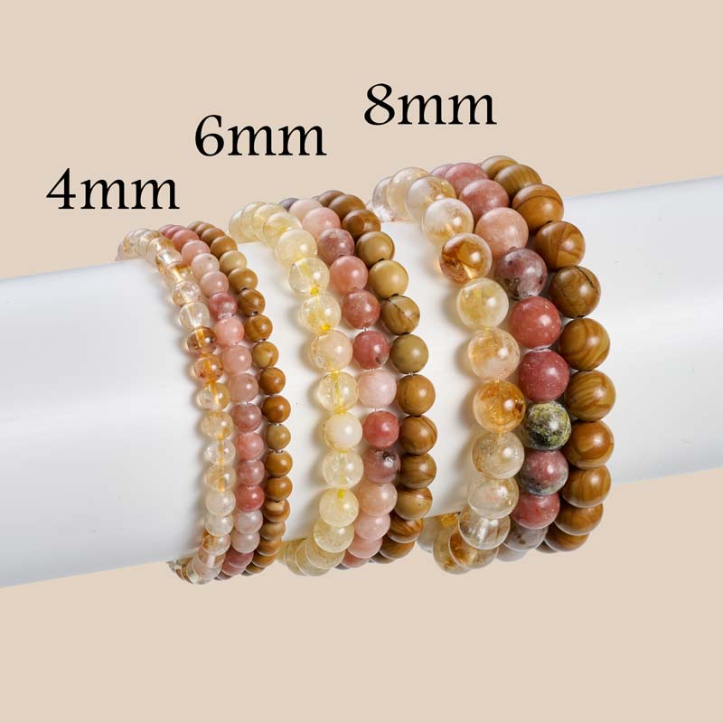 Set of 4mm Natural Crystal Beaded Bracelets for Women