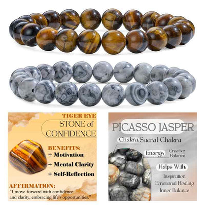 Set of 8mm Natural Crystal Beaded Bracelets for Women