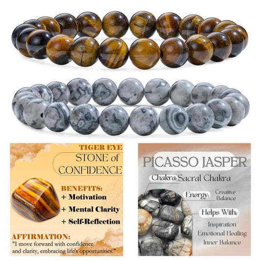 Set of 8mm Natural Crystal Beaded Bracelets for Women