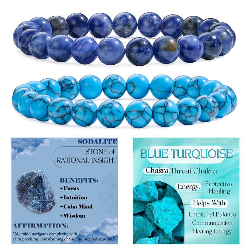 Set of 8mm Natural Crystal Beaded Bracelets for Women