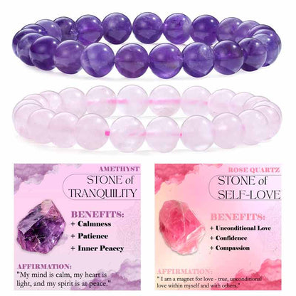 Set of 8mm Natural Crystal Beaded Bracelets for Women