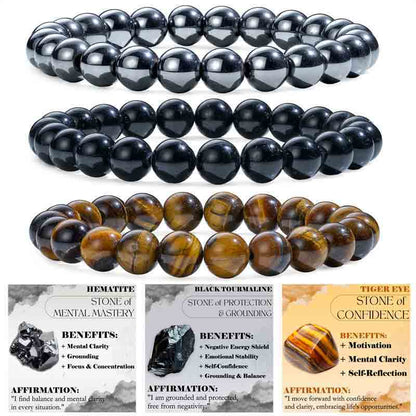 Set of 8mm Natural Crystal Beaded Bracelets for Women