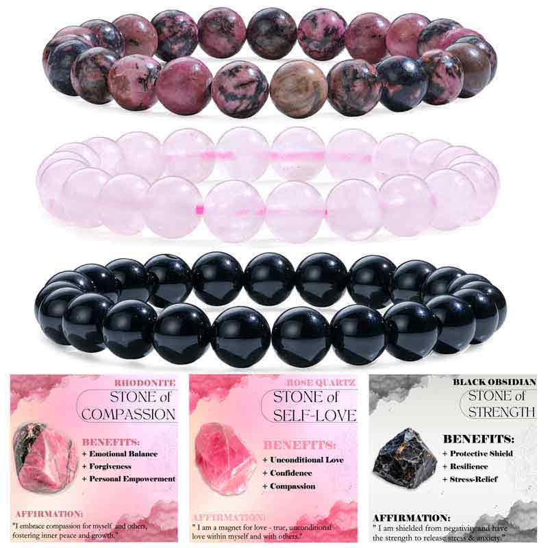 Set of 8mm Natural Crystal Beaded Bracelets for Women