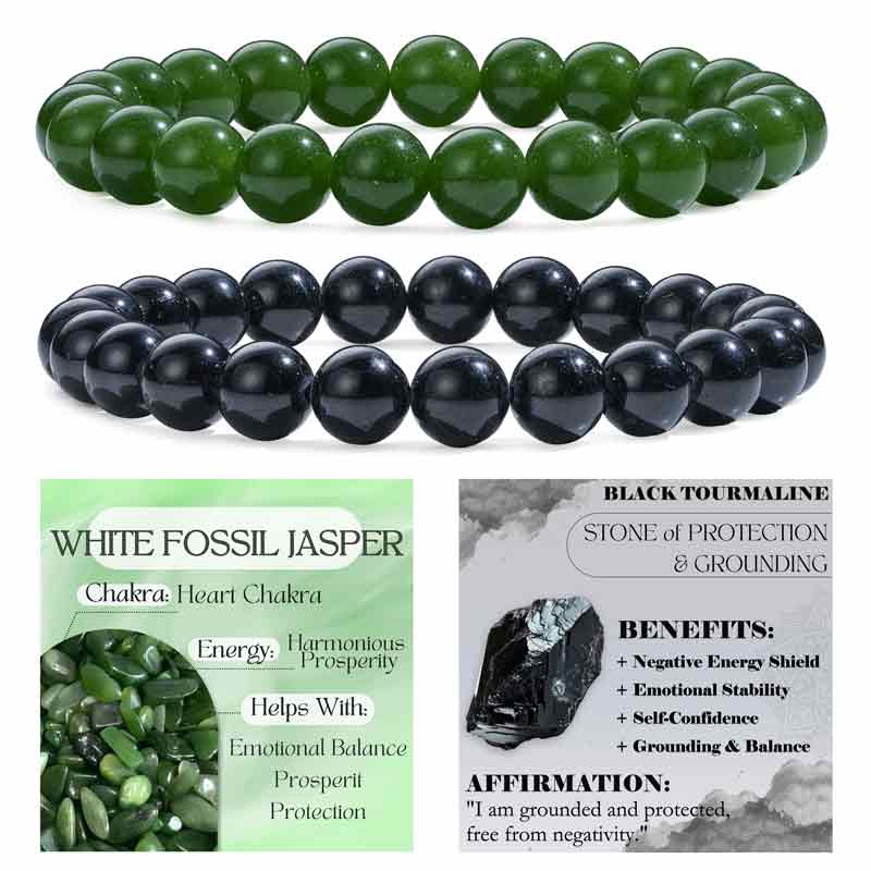 Set of 8mm Natural Crystal Beaded Bracelets for Women