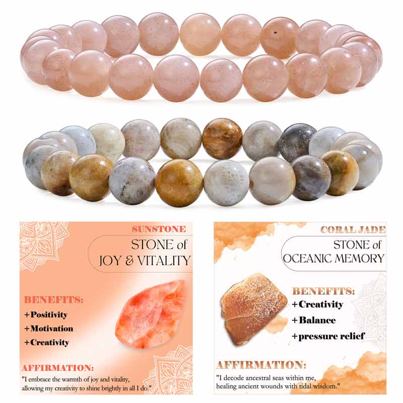 Set of 8mm Natural Crystal Beaded Bracelets for Women