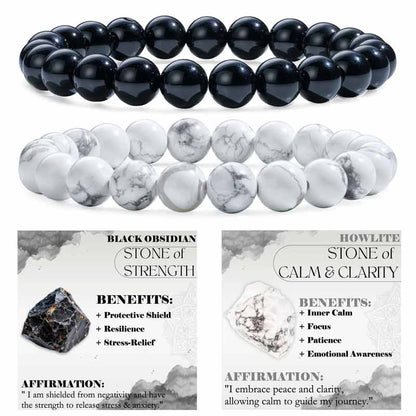 Set of 8mm Natural Crystal Beaded Bracelets for Women