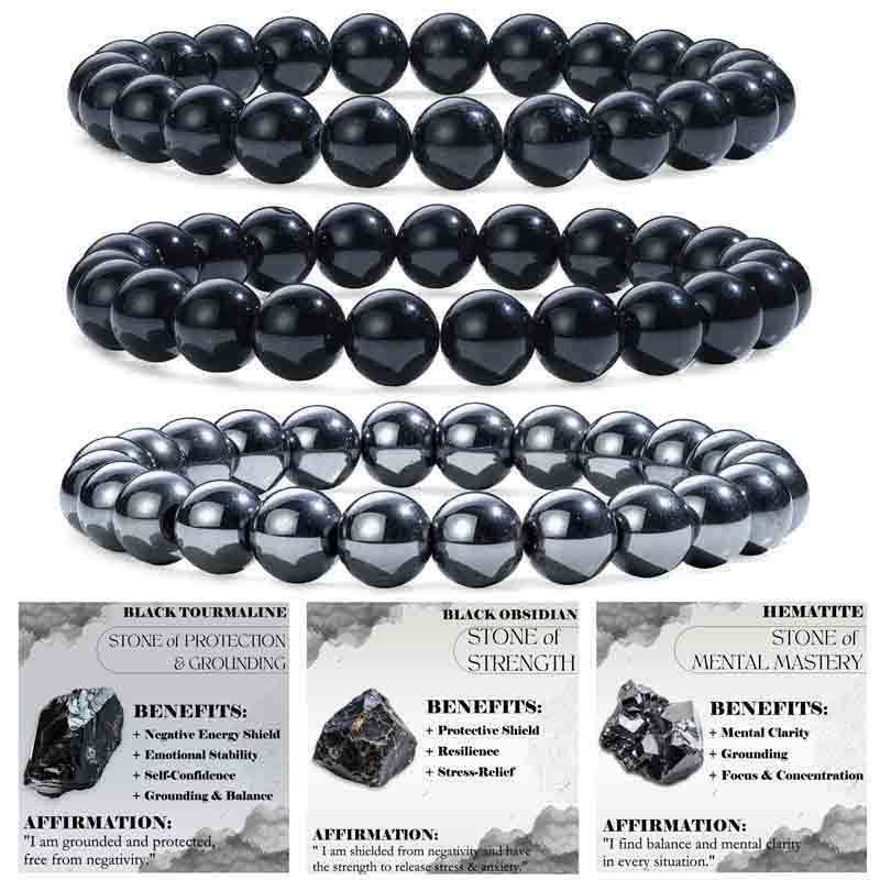 Set of 8mm Natural Crystal Beaded Bracelets for Women