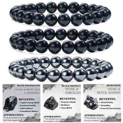 Set of 8mm Natural Crystal Beaded Bracelets for Women