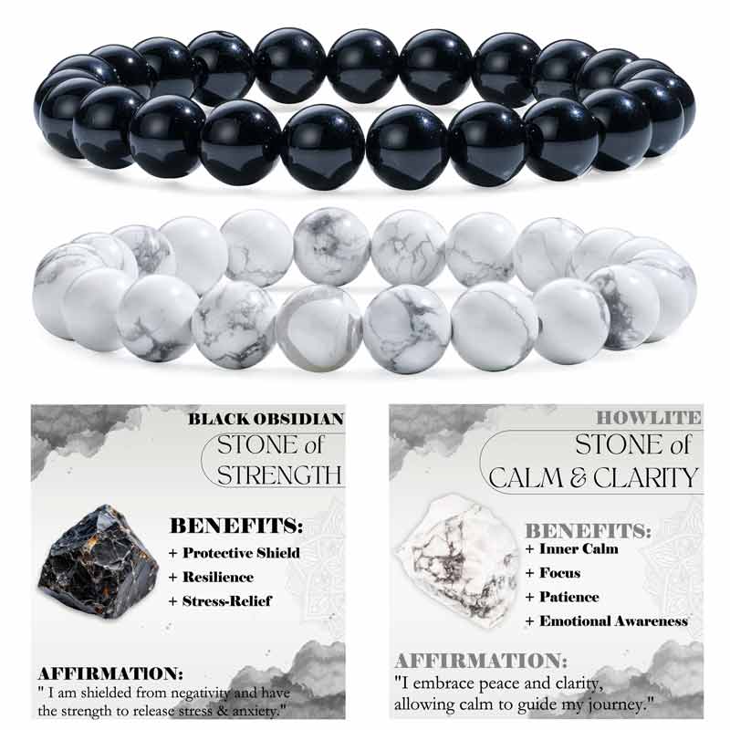 Set of 8mm Natural Crystal Beaded Bracelets for Women