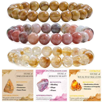 Set of 8mm Natural Crystal Beaded Bracelets for Women