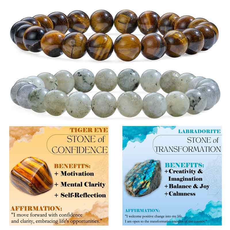 Set of 8mm Natural Crystal Beaded Bracelets for Women