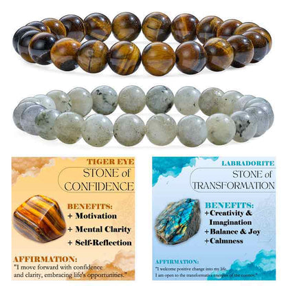 Set of 8mm Natural Crystal Beaded Bracelets for Women