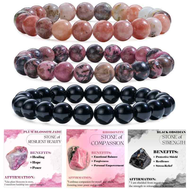Set of 8mm Natural Crystal Beaded Bracelets for Women