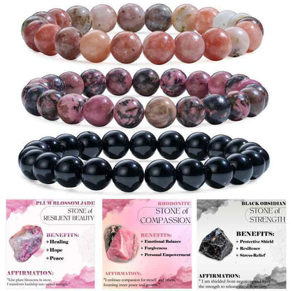 Set of 8mm Natural Crystal Beaded Bracelets for Women