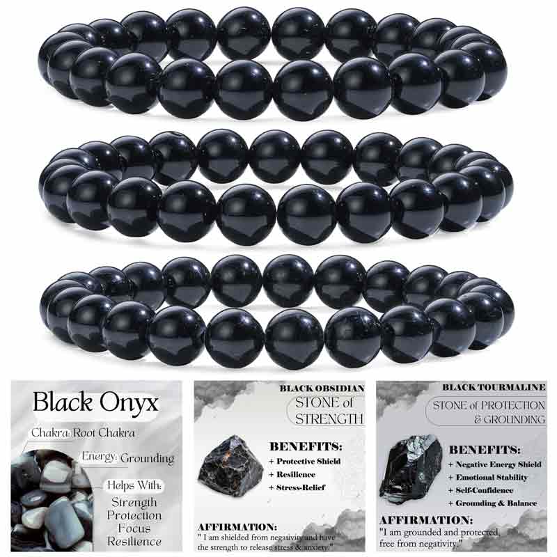 Set of 8mm Natural Crystal Beaded Bracelets for Women