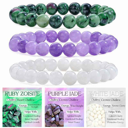 Set of 8mm Natural Crystal Beaded Bracelets for Women