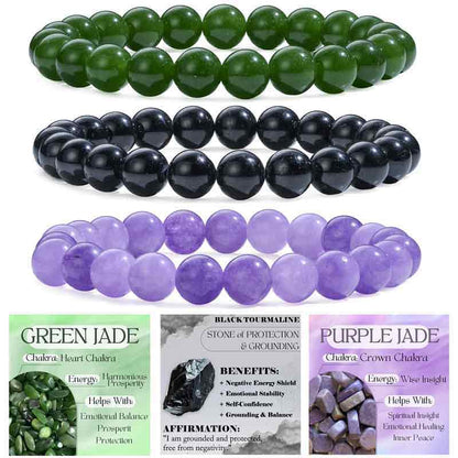 Set of 8mm Natural Crystal Beaded Bracelets for Women