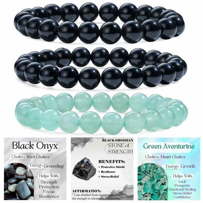 Set of 8mm Natural Crystal Beaded Bracelets for Women