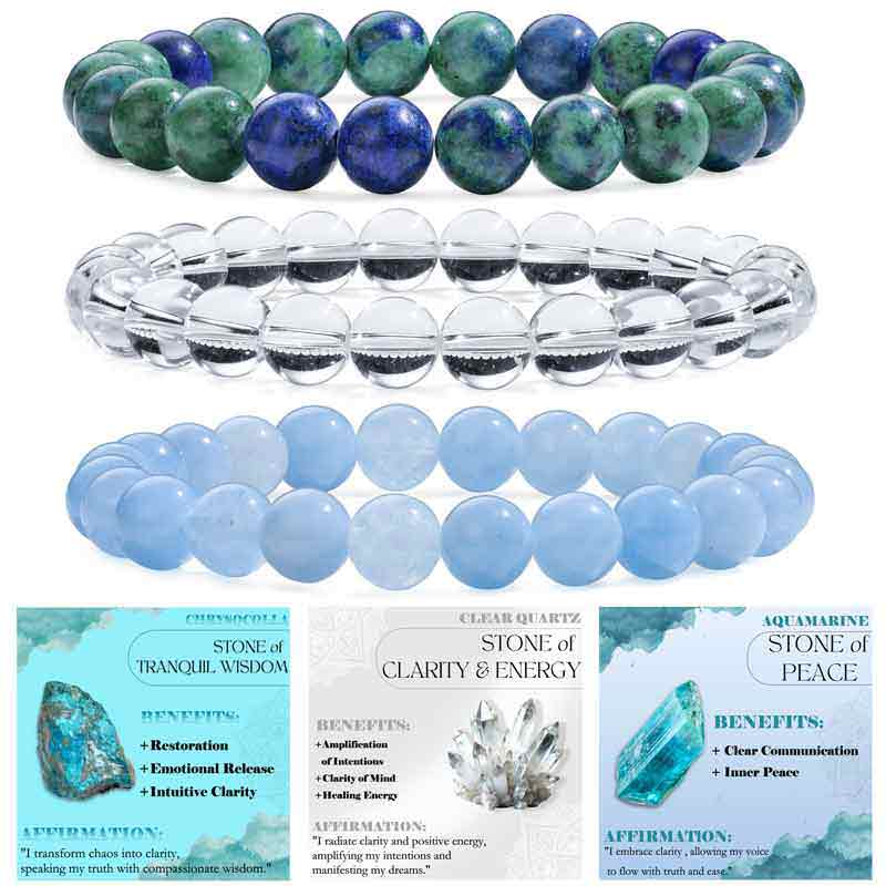 Set of 8mm Natural Crystal Beaded Bracelets for Women