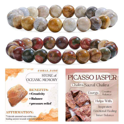Set of 8mm Natural Crystal Beaded Bracelets for Women