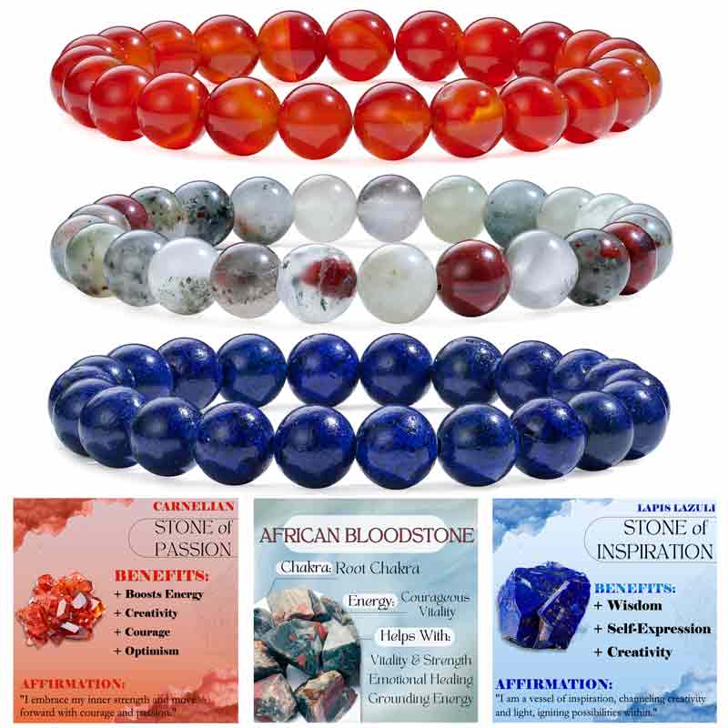 Set of 8mm Natural Crystal Beaded Bracelets for Women