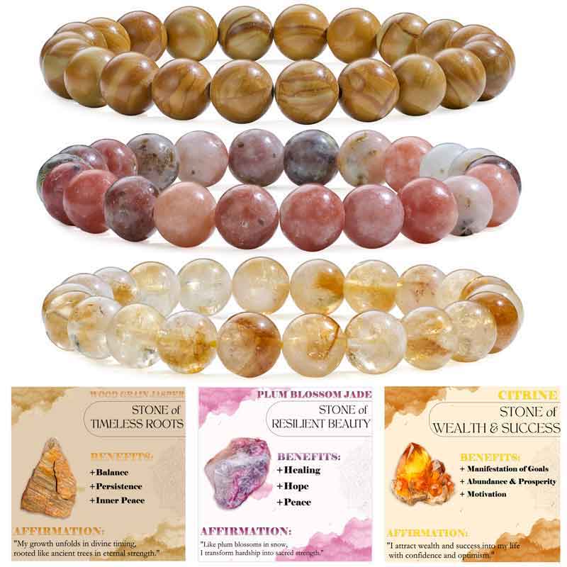 Set of 8mm Natural Crystal Beaded Bracelets for Women