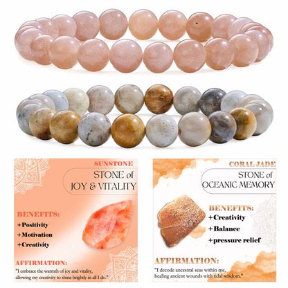 Set of 8mm Natural Crystal Beaded Bracelets for Women
