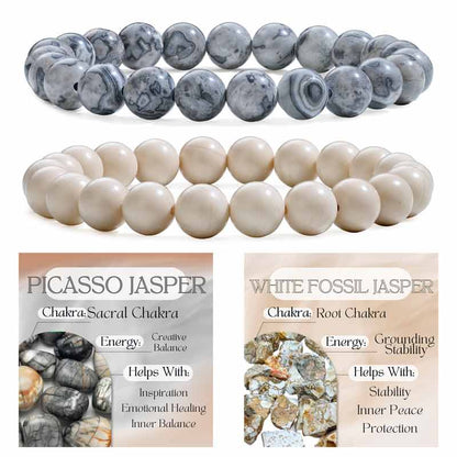 Set of 8mm Natural Crystal Beaded Bracelets for Women