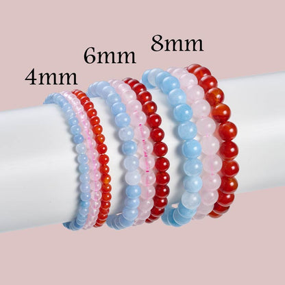 Set of 6mm Natural Crystal Beaded Bracelets for Women