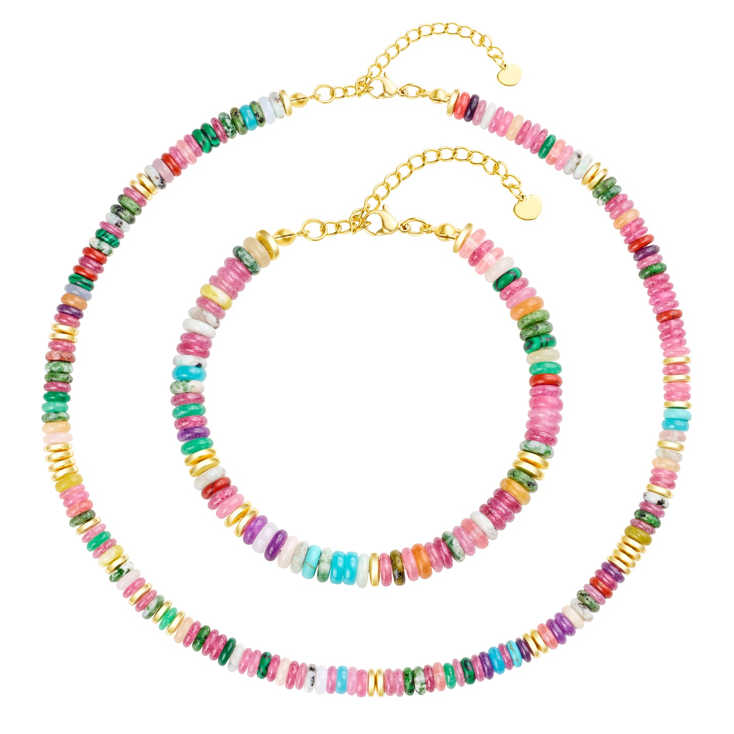 Bivei Boho Natural Gemstone Choker Necklace & Bracelets Set