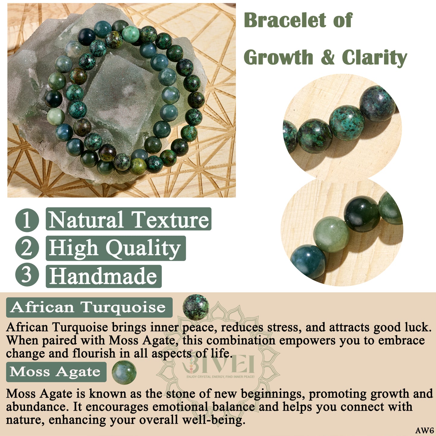 Natural Healing Crystal Bead Bracelet