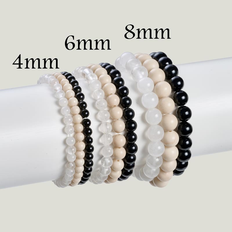 Set of 6mm Natural Crystal Beaded Bracelets for Women